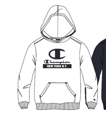 Champion Kapuzenpullover (Fleece Baumwoll-Hoodie) mit New York-Logo weiss Jungen