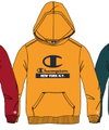 Champion Kapuzenpullover (Fleece Baumwoll-Hoodie) mit New York-Logo gelb Kinder