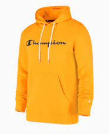 Champion Bluza z kapturem Hoodie Duży nadruk logo (ocieplana) słoneczny żółty chłopcy