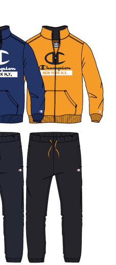 Champion Tracksuit (Jacket & Trousers made of Cotton) with New York Logo Yellow/Black Kids