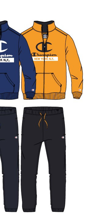 Champion Tracksuit (Jacket & Trousers made of Cotton) with New York Logo Yellow/Black Kids