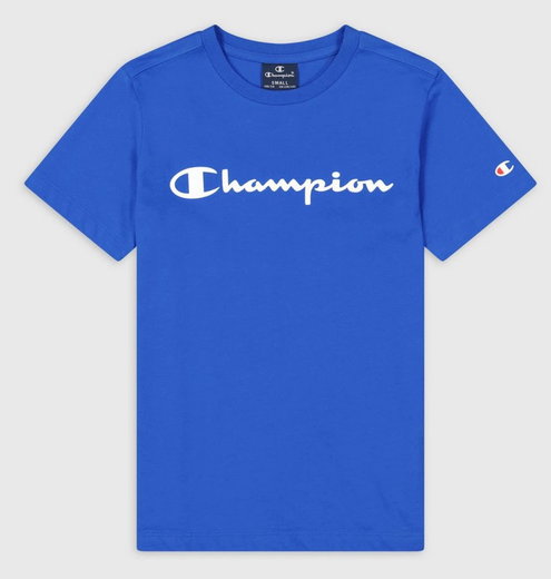Champion Leisure T-shirt (Cotton) Crew with Logo Lettering 2023 Royal Blue Boys