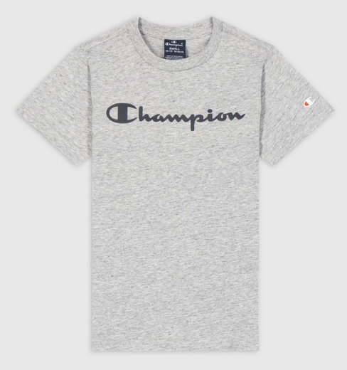 Champion Freizeit-Tshirt (Baumwolle) Crew mit Logo-Schriftzug hellgrau Jungen