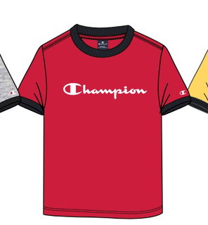 Champion Freizeit-Tshirt (Baumwolle) Crew Ringer mit Logo-Schriftzug rot Kinder