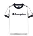 Champion Freizeit-Tshirt (Baumwolle) Crew Ringer mit Logo-Schriftzug weiss Kinder