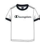 Champion Freizeit-Tshirt (Baumwolle) Crew Ringer mit Logo-Schriftzug weiss Kinder