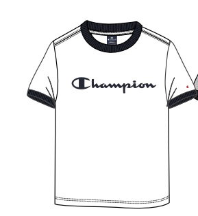 Champion Freizeit-Tshirt (Baumwolle) Crew Ringer mit Logo-Schriftzug weiss Kinder