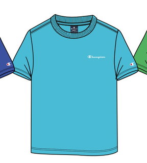 Champion Freizeit-Tshirt (Baumwolle) Crew mit Kleinen-Logo-Schriftzug hellblau Jungen