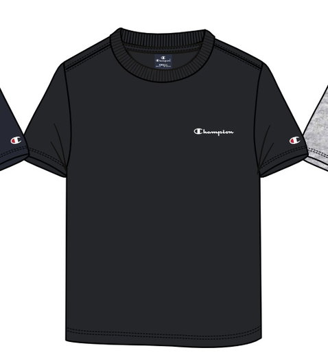Champion Freizeit-Tshirt (Baumwolle) Crew mit Kleinen-Logo-Schriftzug schwarz Jungen