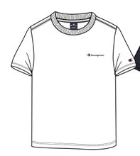 Champion Freizeit-Tshirt (Baumwolle) Crew mit Kleinen-Logo-Schriftzug weiss Jungen