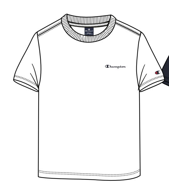 Champion Freizeit-Tshirt (Baumwolle) Crew mit Kleinen-Logo-Schriftzug weiss Jungen