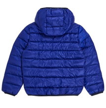 Champion Winter quilted jacket with hood - functional padding, small logo lettering - royal blue boys
