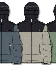 Champion Winter Jacket with Hood (Functional Padding, Small Logo Lettering) Beige/Black Men