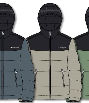 Champion Winter Jacket with Hood (Functional Padding, Small Logo Lettering) Beige/Black Men