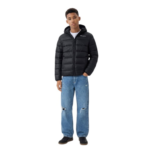 Champion Winterjacke Hooded Jacket (warm, bequeme Passform) schwarz Kinder