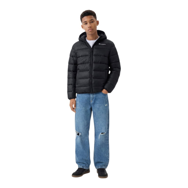 Champion Winterjacke Hooded Jacket (warm, bequeme Passform) schwarz Kinder