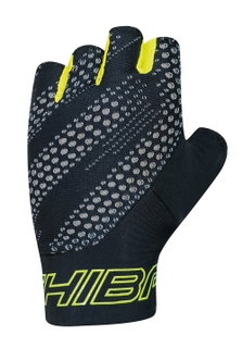 Chiba Fahrrad-Handschuhe Ergo (Dreidimensional geformte, flexible Innenhand) schwarz/gelb - 1 Paar