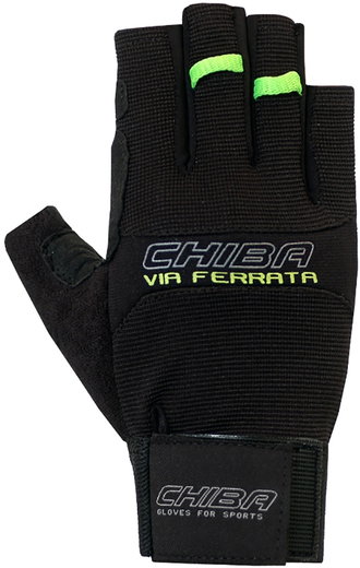 Chiba Kletterhandschuhe Via Ferrata (Quickpull-Ausziehhilfe) schwarz - 1 Paar