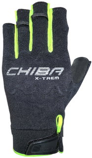Chiba Kletterhandschuhe Via Ferrata X-Trem (Quickpull-Ausziehhilfe, aus Nappa-Leder) schwarz/neongelb - 1 Paar