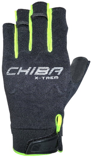 Chiba Kletterhandschuhe Via Ferrata X-Trem (Quickpull-Ausziehhilfe, aus Nappa-Leder) schwarz/neongelb - 1 Paar