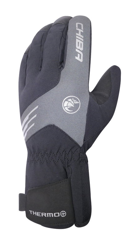 Chiba Winter-Fahrradhandschuhe Thermo Plus (Oberhand aus winddichtem Stretch-Fabric) schwarz - 1 Paar