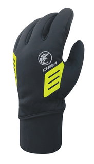 Chiba Winter-Fahrradhandschuhe Ice (Oberhand aus winddichtem Softshell) schwarz/gelb - 1 Paar