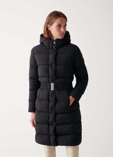 Colmar down coat with belt and fixed hood black women