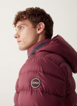 Colmar Down Winter Jacket with Removable Hood (Sporty Quilted Jacket, Very Warm) Brown/Navy Blue Men