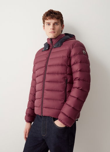 Colmar Down Winter Jacket with Removable Hood (Sporty Quilted Jacket, Very Warm) Brown/Navy Blue Men
