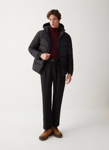 Colmar Oversize-Daunen-Winterjacke mit Kapuze aus Jacquard (sehr warm) schwarz Herren