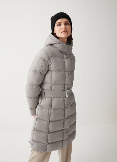 Colmar down coat with belt and fixed hood gray-brown women