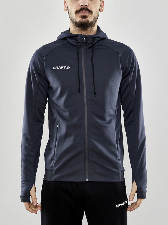 Craft Trainingsjacke Evolve Hood - strapazierfähige Mid-Layer-Kapuzenjacke aus Stretchmaterial - dunkelgrau Herren