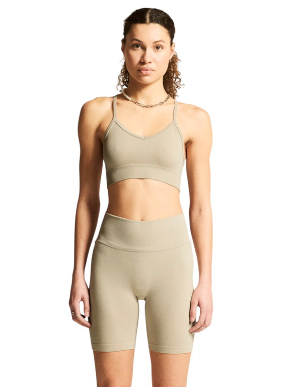 Craft Sport-BH Collective Rib Strap Sports Bra (Rippenstruktur, elastisches Material) beige Damen