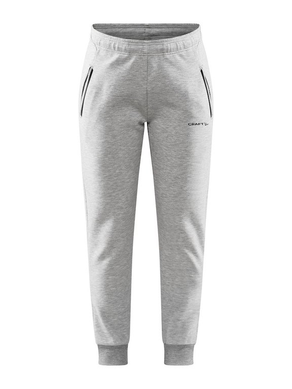 Craft Freizeithose Core Soul Sweatpants (weiches Material, Seitentaschen mit Reissverschluss) lang hellgrau Damen