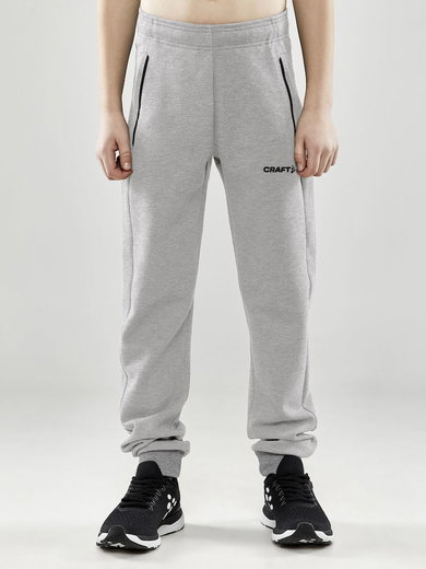 Craft Freizeithose Core Soul Sweatpants (weiches Material, Seitentaschen mit Reissverschluss) lang hellgrau Kinder