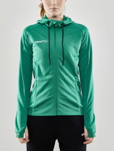 Craft Training Jacket Evolve Hood - durable mid-layer hooded jacket made of stretch material - green Women