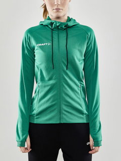 Craft Training Jacket Evolve Hood - durable mid-layer hooded jacket made of stretch material - green Women