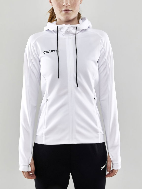 Craft Trainingsjacke Evolve Hood - strapazierfähige Mid-Layer-Kapuzenjacke aus Stretchmaterial - weiss Damen