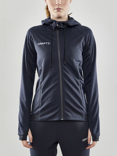 Craft Trainingsjacke Evolve Hood - strapazierfähige Mid-Layer-Kapuzenjacke aus Stretchmaterial - dunkelgrau Damen