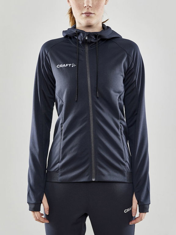 Craft Trainingsjacke Evolve Hood - strapazierfähige Mid-Layer-Kapuzenjacke aus Stretchmaterial - dunkelgrau Damen