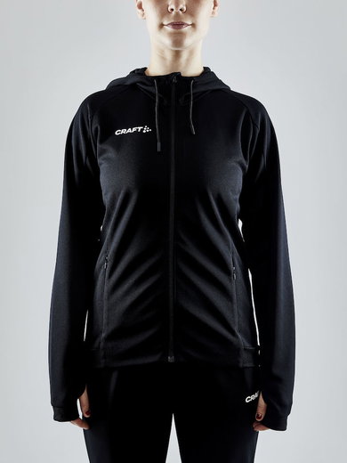Craft Trainingsjacke Evolve Hood - strapazierfähige Mid-Layer-Kapuzenjacke aus Stretchmaterial - schwarz Damen