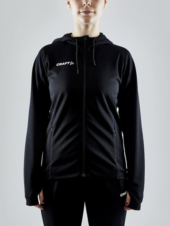 Craft Trainingsjacke Evolve Hood - strapazierfähige Mid-Layer-Kapuzenjacke aus Stretchmaterial - schwarz Damen
