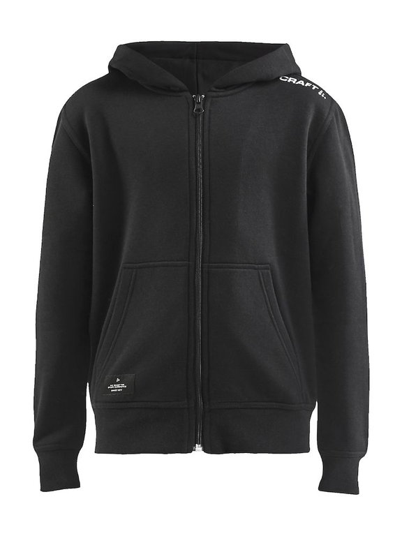 Craft Kapuzenpullover Hoodie Community FZ (Front-Reißverschluss, sportliche Passform) schwarz Kinder