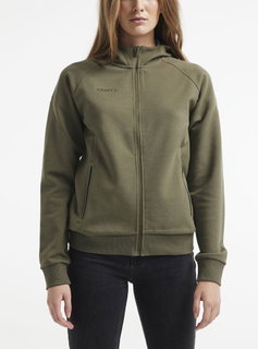 Craft Bluza z kapturem Core Soul Full Zip Hood (miękki materiał, z kieszeniami na zamek błyskawiczny) khaki zielony Damska