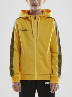 Craft Bluza z kapturem Hoodie Fullzip Pro Control żółto/czarna dla chłopców