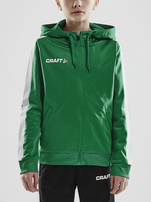 Craft Kapuzenpullover Hoodie Fullzip Pro Control grün/weiss Jungen