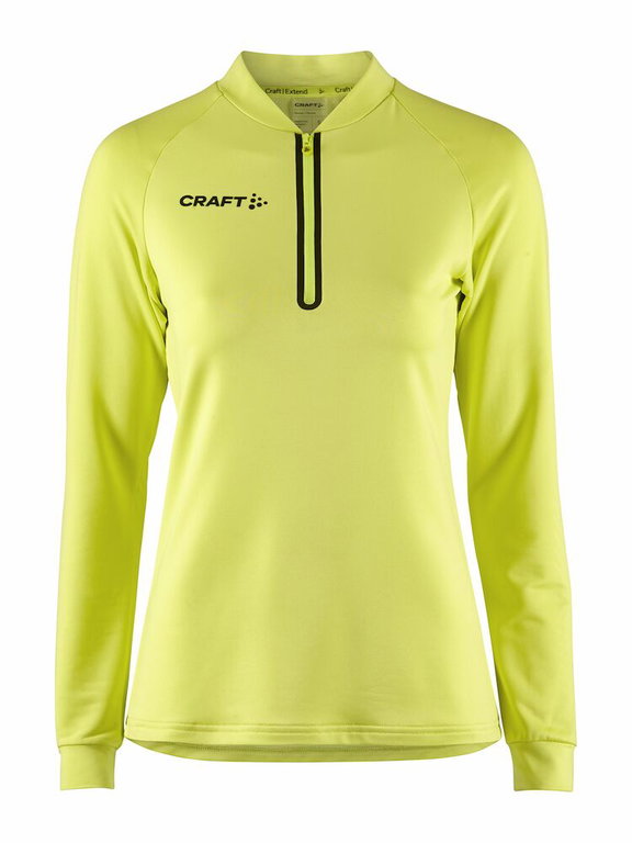 Craft Sport-Langarmshirt Extend Halfzip (hohe Bewegungsfreiheit, bequeme Passform) gelb Damen