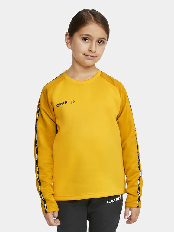 Craft Sport-Langarmshirt Squad 2.0 Crew Neck (rec. Polyester, optimale Bewegungsfreiheit) gelb Kinder