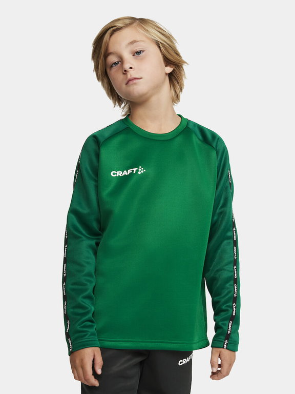 Craft Sport-Langarmshirt Squad 2.0 Crew Neck (rec. Polyester, optimale Bewegungsfreiheit) grün Kinder