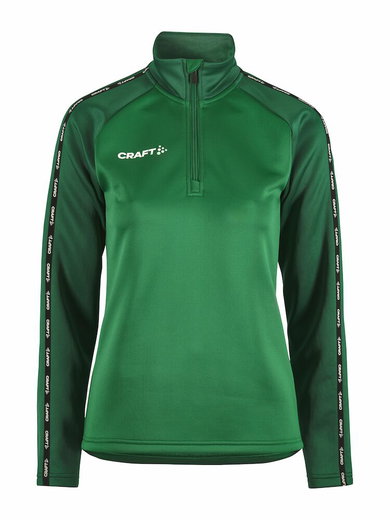 Craft Sport-Langarmshirt Squad 2.0 Halfzip (ergonomisches Design, hohe Elastizität) grün Damen